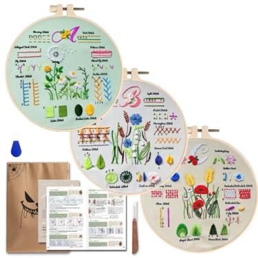 Imagem de TenDawn Kit de bordado para iniciantes, pacote com 3