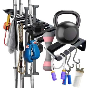 Imagem de (Novo rack de armazenamento de ferramentas de parede preto de 63 cm), adequado para jardim ao ar livre, economia de espaço, forte capacidade de armazenamento. Rack de parede com barra. Capacidade de