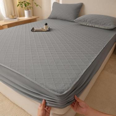 Imagem de Lençol de encaixe, colchão grosso, protetor à prova de poeira, com bolso profundo, confortável, macio, silencioso, capa de colchão lavável, protetor de móveis-cinza-2||120 x 200 cm (apenas capa de