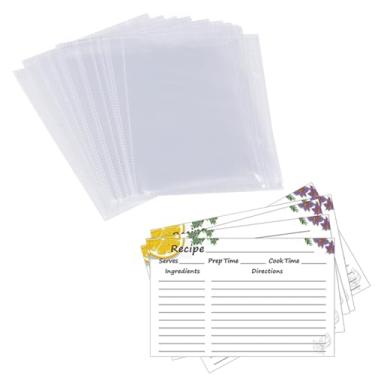 Imagem de Recarga de 15 capas de plástico e 30 cartões de receita para fichário de 2 argolas