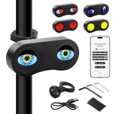 Imagem de Teguangmei Luz traseira de bicicleta Demon Eyes com controle de aplicativo, luz traseira programável para bicicleta, lanterna traseira recarregável por USB para passeios noturnos, exibição de animação