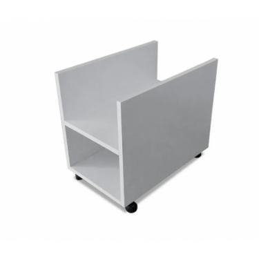 Imagem de Suporte de Cpu Com Rodizio Branco Em Mdf