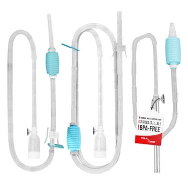 Imagem de TERA PUMP Kit de bomba de sifão de aquário 3 em 1 kit de aspirador de pó de cascalho para tanques nano-padrão, grande, trocador de água manual com filtro de cascalho e mangueira longa