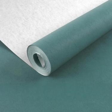 Imagem de ESSMOKO Papel de parede moderno estilo nórdico seda não tecido papel de parede não autoadesivo quarto sala de estar escritório decoração de fundo adesivos azul escuro 53 * 950 cm