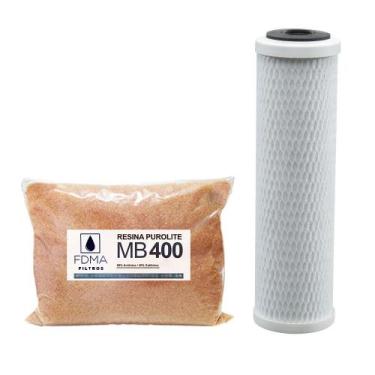 Imagem de Kit Refil Resina Mista Mb400 400g + Carvão Block - Fdma Filtros, Cinza