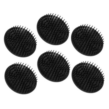 Imagem de minkissy Escova de massagem redonda para couro cabeludo, 6 peças, esfoliante de cabelo portátil para desembaraçar a caspa, para mulheres e homens, para uso no chuveiro