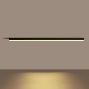 Imagem de Luminária de teto linear preta moderna com 3 modos de cor, lustre semi-embutido para sala de estar, quarto, cozinha, 80 cm de comprimento