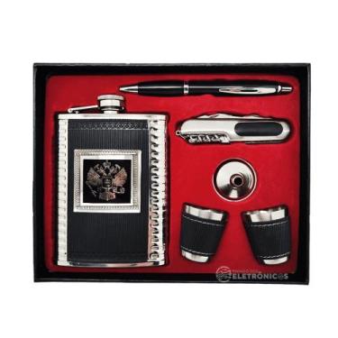 Imagem de Kit Cantil Porta Bebida Canivete Abridor Funil Bolsa Design Sofisticad