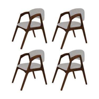Imagem de Conjunto com 4 Cadeiras de Jantar Gabriela em Madeira e Mdf Mel Linho 
