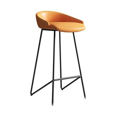 Imagem de UISLA Banqueta de bar de couro PU para café da manhã banco de bar encosto para os pés, balcão de cozinha para café da manhã, bancos de bar para casa/cinza B