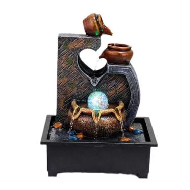 Imagem de XFNVXC Fonte decorativa para uso interno, fonte de mesa, resina, criativa, decoração de mesa, fonte, água, paisagem, fonte ornamental, casa