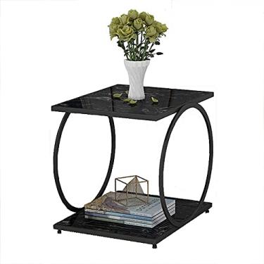 Imagem de Mesa de chá para mesa de café para escritório, mesa de café, prateleira de revista de mármore redonda de madeira, mesa pequena, quarto, sala de estar (cor: estilo dois) (estilo dois)