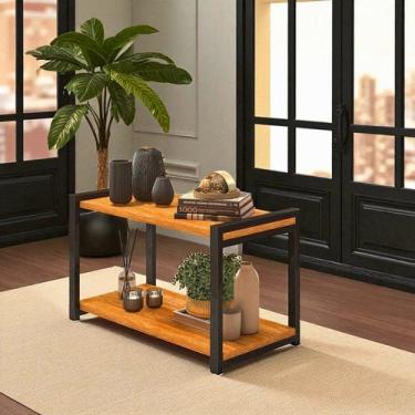 Imagem de Mesa de Centro Lateral Canto Atenas 2 Prateleiras MDF Estrutura de Met