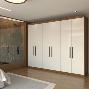 Imagem de Guarda-Roupa Casal Closetto 6 Portas 4 Gavetas 100% Mdf Amêndola Touch/Off White - Panorama Móveis