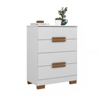 Imagem de Cômoda de Quarto Napoles 4 Gavetas MDF/MDP Compacta Moderna Móvel Organizador Roupas e Acessórios (Branco)