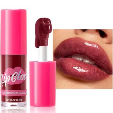 Imagem de Mefyhtune Lip Plumper Gloss Glitter Tinted Plumping Lip Gloss para mulheres Hidratante Longa Duração Brilho Hidratante Brilhante Não Aderente Brilho Labial (06# Vinho)