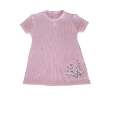Imagem de Vestido para Bebê até 12 meses de Tricô Bordado - Kowak Baby, Rosa