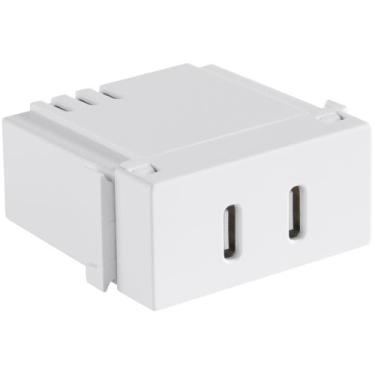 Imagem de Módulo 2 Tomadas Usb-C 2 A Bivolt Tramontina Branco Compatível Com Ari