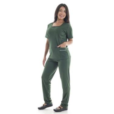 Imagem de Uniforme Para Doméstica de Calça e Jaleco em Helanca - EBT Uniformes, 