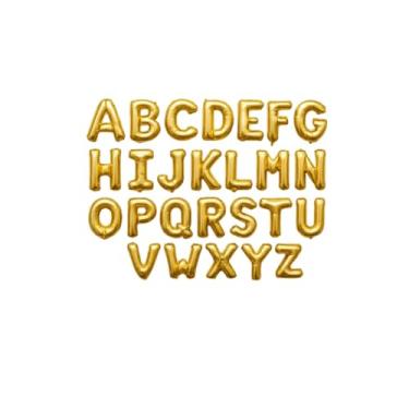 Imagem de Balões Metálicos Dourados em Formato de Letras do Alfabeto, 6 Unidades, 30cm, Material Metalizado Premium para Decoração de Festas e Eventos