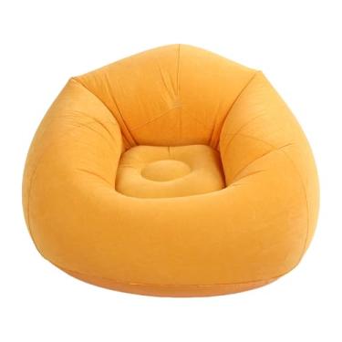 Imagem de TOPINCN Cadeiras Bean Bag para Adultos Cadeiras Infláveis ​​de PVC Sofá Sofá Espreguiçadeira Portátil Com ângulo Inclinado para Apoio Traseiro Reunindo Leve para Sala de Estar, Viagens Ao (Amarelo