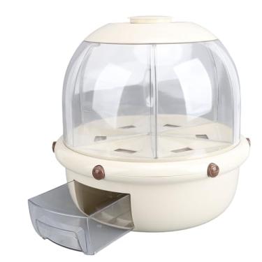 Imagem de 360 Graus Rotating Grain Container, 6 Compartimento Dual Layer Arroz Feijão Armazenamento de Alimentos Secos, Feito de Material PET Grau Alimentício Premium, Com Bordas Lisas e