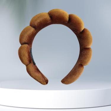 Imagem de Bandanas de spa para lavar o rosto ou cuidados com a pele facial, pacote combo de faixas de cabelo de maquiagem inchadas para lavar o rosto, impressão pleuche, marrom escuro, 13