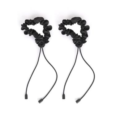 Imagem de 2 peças de elásticos de cetim ajustados, laços de cabelo ajustáveis, acessórios de cabelo de seda macia para cabelos cacheados grossos