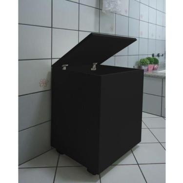 Imagem de Cesto de Roupas Baú Roupeiro Tulha com Rodízios Banheiro Lavanderia - 