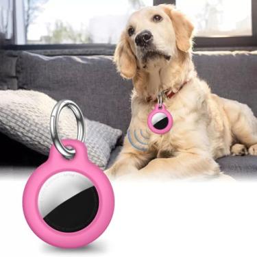 Imagem de Capa com suporte para AirTag, capa rígida de policarbonato com chaveiro para Apple AirTag, durável, à prova de choque e antirarranhões, acessórios para animais de estimação, coleira de cachorro