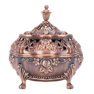 Imagem de Pssopp Suporte de Cone de Incenso de Metal, Queimador de Incenso Coberto Decorativo Ornamentado para Uso Interno, Mesa, Altar, Ideias Espirituais para Presentes (Bronze Roxo)