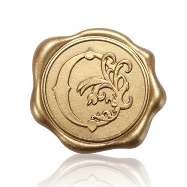 Imagem de 50 adesivos de lacre de cera, adesivos autoadesivos de cera com letras douradas, alfabeto dourado, adesivos de selo de envelope de convite para festa de casamento (O)