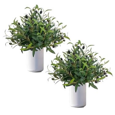 Imagem de 12 peças de oliveira sintética com 6 garfos para vaso, 43 cm, ramos artificiais de oliveira com frutas, galhos falsos e ramos para vasos, decoração de casa, casamentos, festas, arranjos florais (30, 6