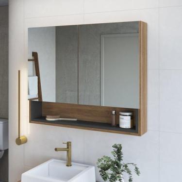 Imagem de Armário Espelheira para Banheiro com 2 Portas e 1 Nicho Helena - FAEMA