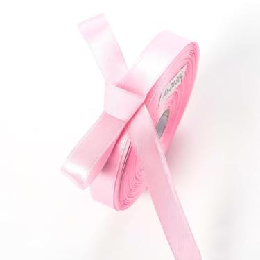 Imagem de Fita de cetim rosa claro de 1,27 cm x 50 metros fitas estreitas sólidas para embrulho de presente, artesanato, scrapbooking, fabricação de laços, decoração de casamento DIY