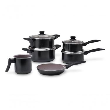 Imagem de Conjunto De Panelas 6 Peças Antiaderente Ceramic Life Tulip Brinox Preto