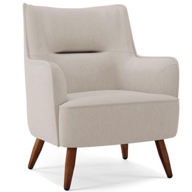 Imagem de Poltrona Fixa Pés De Madeira Isabella D02 Linho Cru C-443