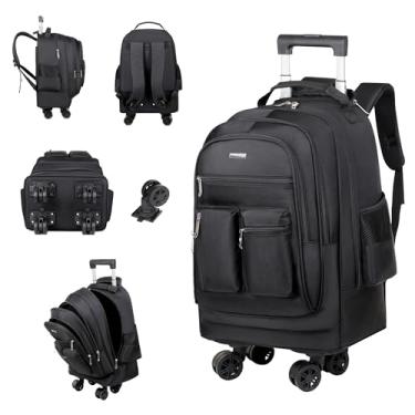 Imagem de Mochila profissional para laptop, preta, design de vários compartimentos com rodas, bolsa de viagem de negócios de grande capacidade, Preto, Large, Tendência
