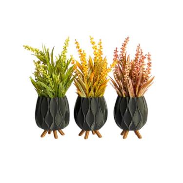 Imagem de Trio de Vaso Decorativo Quarto Banheiro Sala e Armário Cachepot Cozinha para Plantas e Cactus(Preto)