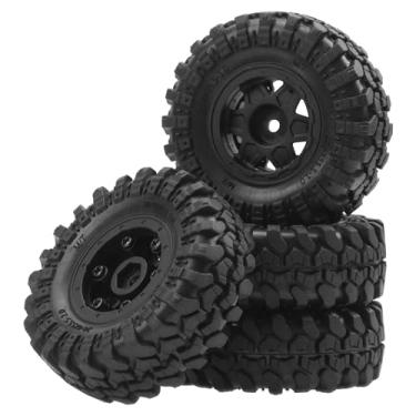 Imagem de 4Pcs ShareGoo RC Plastic 1.0 Beadlock Wheel and Tires Set OD57 x 25mm Rubber Tire Compatible with Axial SCX24 AX24 Traxxas TRX4M FMS FCX24 FCX18 1/18 1/24 RC Crawler (Black-2)