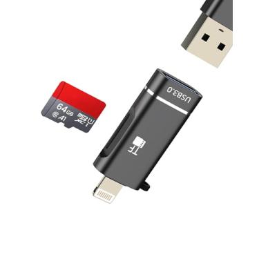 Imagem de Adaptador Lightning para USB 3.0 para iPhone 14 13 12 11 Pro Max (2 em 1) Câmera Digital Flash Drive TF Leitor de Cartão Micro SD Cabo OTG para Apple Fêmea para Iluminação Ipad Porta Macho