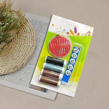 Imagem de Kit de costura para iniciantes adultos, kit portátil de agulha e linha para dormitório doméstico, acessórios de suprimentos de costura incluindo caixa de agulhas, 4 carretéis de linha, medida e botão