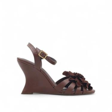 Imagem de Sandalia Anabela Detalhe Flor - Donatta, Terra, 36