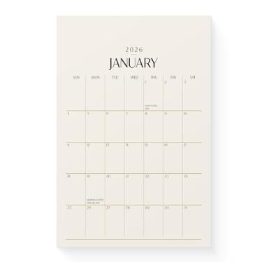 Imagem de Karto Calendário magnético para geladeira 2026 - vertical 15 x 23 cm de janeiro de 2026 a junho de 2027 - pequeno, versátil e fácil de planejar com ímã de calendário de geladeira estética - bege