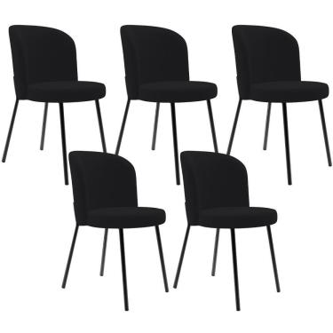 Imagem de Kit 5 Cadeiras Sala De Jantar Estofada Gavi L02 Suede Preto - Lyam Decor