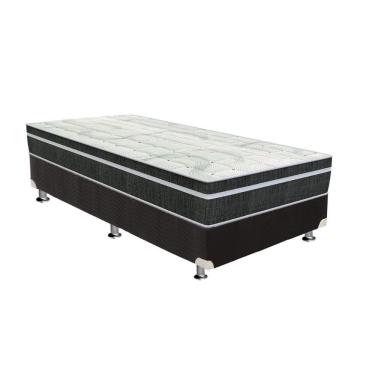 Imagem de Cama Box Solteiro: Colchão Molas Bonnel Orthoflex Venezia + Base Crc Suede Black(78X188)