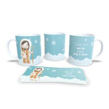 Imagem de Caneca Natalina Família Feliz, Porcelana Branca com Design Preto e Dourado, Decoração de Natal com Mensagem em Português (9673)