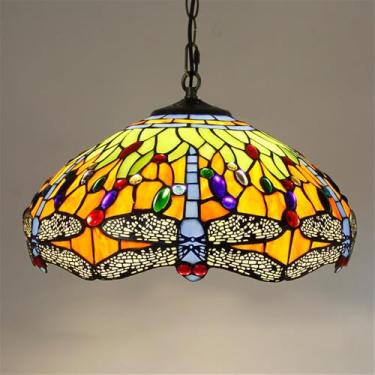 Imagem de Luminária pendente contemporânea de luxo em vidro colorido com LED, estilo retrô americano, para sala de estar, restaurante, quarto, hotel, casa de campo, corredor, café, bar ou escada (Esti