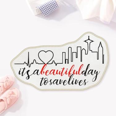 Imagem de Allenjoy Tapete de banheiro de 79 cm x 46 cm Saving Lives Today, batimento cardíaco, horizonte da cidade, tapete antiderrapante, lavável