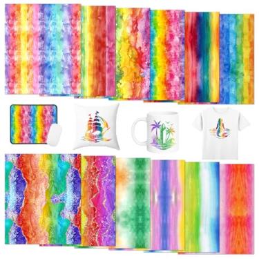 Imagem de Tintnut Papel de transferência de sublimação aquarela arco-íris - 12 folhas de 30,5 x 25,4 cm, folhas de transferência de tinta de sublimação de cor gradiente para canecas, copos e camisetas DIY